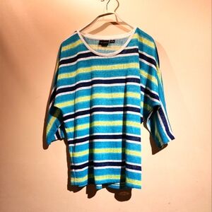 Tribal Womens Striped 3/4 Sleeve Round Neck TOP